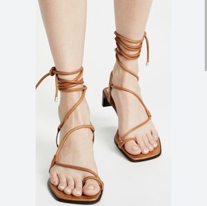 Rag & Bone Cindy Tie Open Toe Wrap Sandals Tan Leather EU 36.5 US 6.5 3035